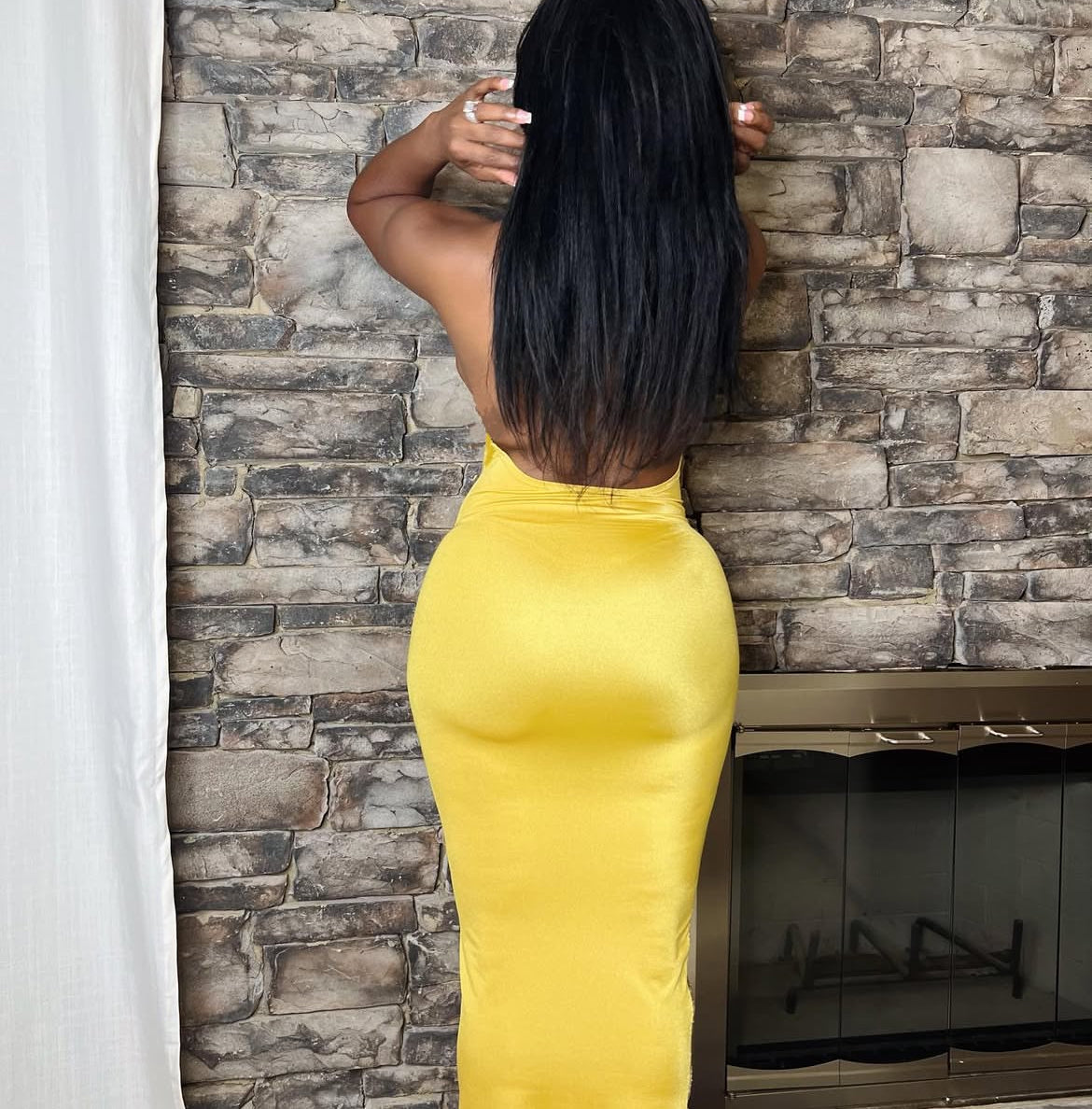 Golden midi dress