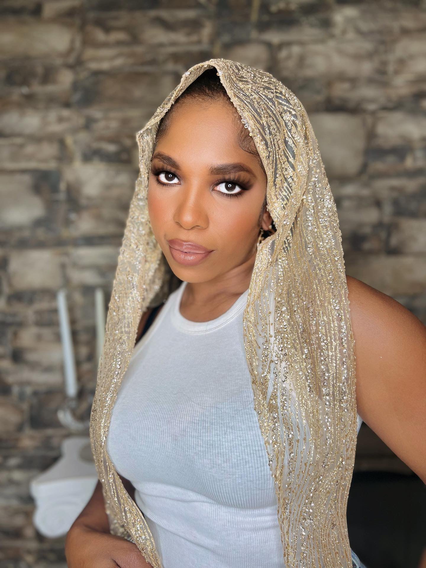 Old hollywood crystal head scarf | gold