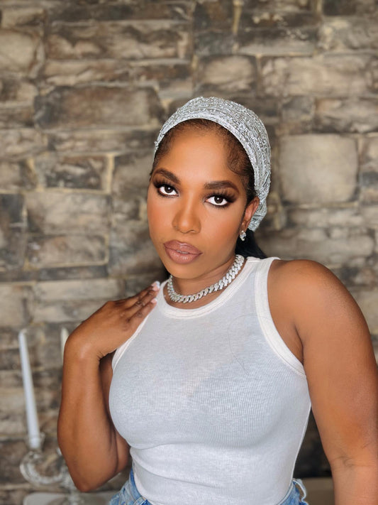 Old hollywood crystal head scarf